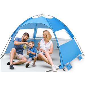Omdekor Tenda da spiaggia Pop-up, Parasole da Spiaggia Automatica per 3-4 Persone con Protezione Solare, Tenda Parasole Portatile Leggera e Facile da Trasportare per Vacanza in Spiaggia Campeggio Viaggi