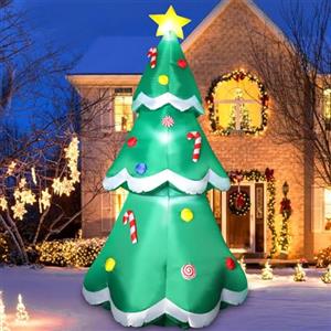 Omdekor Albero di Natale Gonfiabile a LED 213 cm, Decorazione Natalizia Gonfiabile IP44 da Esterno e Interno, Impermeabile Antistrappo, Facile da Installare per Giardino, Cortile, Prato e Festa di Natale