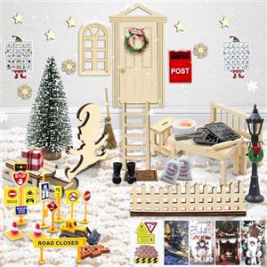 Dictien Set Porta Elfi Natale 65 Pezzi - Set Completo incl. Cantiere degli Elfi, Set Panificio, Calendario dell'Avvento 2025, Porta Magica, Cartelli e Altri Accessori per Il Periodo Natalizio
