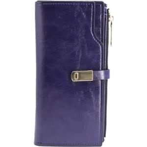 QUEEN HELENA Portafoglio Lungo Sottile con Cerniera Porta Carte Donna PF22-1 (Blu)