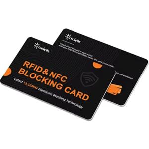 soleilx Carte di Blocco RFID/NFC - 2 Pezzi Schermatura Contactless per Carte di Credito, Bancomat, Passaporto e Documenti d'Identità - Protezione Portafoglio lettura non autorizzata (nero/arancio)