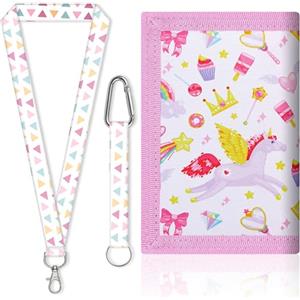 Febbya Portafoglio per Ragazze,10-14 Anni,Bambina Portafogli con Portachiavi e Scomparti Rosa Tripla Pieghevole Portamonete con Tasca Zip e Cinturino Regolabile Leggero e Grazioso Regalo