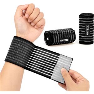 ONTYZZ Fasciatura Polso 1 Paio Alta Elasticità Benda da Polso per Sport Palestra Corsa Tozzo Allenamento Bende Elastiche Nero/40cm