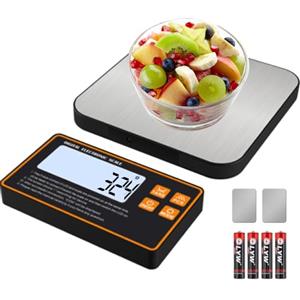 3T6B 15kg Bilancia da Cucina Digitale con Display LCD e Funzione Tare, Bilancia per alimenti con piattaforma in acciaio inossidabile con 7 unità, Graduazione Precisa 1g/0.1oz per Cottura, Cucina