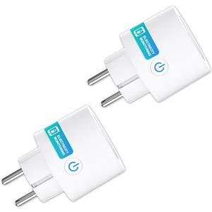 ANTELA Presa Intelligente Alexa, Presa WiFi Type F con Monitoraggio Energetico, Smart Plug 16A, Controllo Vocale, Compatibile con Alexa e Google Home, Controllo Remoto Tramite APP, 2Pz