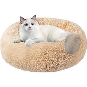 Nisrada Cuccia per gatti da interni, 60 cm, per cani di piccola taglia, lavabile, rotonda, per cuccioli e gattini, con fondo antiscivolo