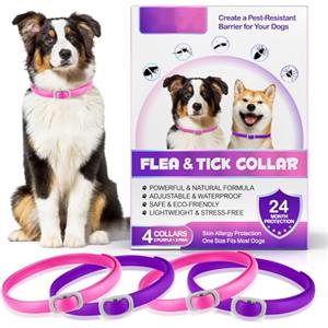 HEXIN Collari Antiparassitari Per Cani 4 Pezzi, Collari antipulci regolabili per Cani da 60 cm, 24 Mesi di Efficacia Protezione