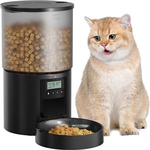POOEKEN Distributore Automatico Cibo Gatti: Dispenser Crocchette Gatto con 10S Registrazione - Dosatore Crocchette per Cani con Orari di Mangiatoia Personalizzati 1-6 Pasti al Giorno Timer Programmabile