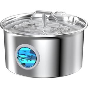 UMOCUOY Fontanella Per Gatti Acciaio Inox: 2.6L Fontana per Gatto - Automatico Fontanella Gatto - Super Silenzioso Dispenser Acqua Gatti