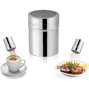 Tissting Spargi Zucchero Dispenser Cacao 6oz 5.5x8.2cm - Acciaio Inossidabile Agitatore per Farina Caffè Spezie Cannella, Design a Prova di Umidità, Facile da Pulire, Applicazioni Versatili