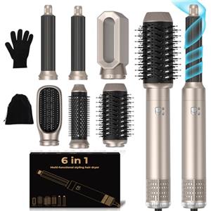 MogaWave Hair Styler 6 in 1,Asciugacapelli Capelli ad Aria,1000w Phon Capelli,Spazzola Asciugacapelli Per Dare Volume Ai Capelli, Lisciare, Arricciare, Ioni Air Curler Brush,Strumenti per Capelli