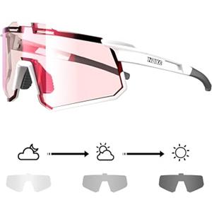 INBIKE Occhiali da Ciclismo Uomo e Donna Occhiali da Sole Sportivi Occhiali da Bici Polarizzati PC Lenti Ultraleggero Trasparenti Fotocromatiche UV400
