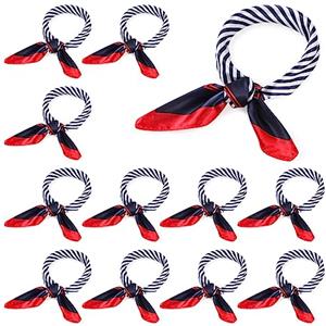 HICARER 12 Sciarpe Marinaio in Seta Imitata per Donna Fazzoletto Collo Nautica Blu Bianca Rossa Foulard Quadrata (Classico)