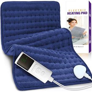 JEDWKFA Termoforo Elettrico 60 x 30 cm, Termoforo Cervicale e Spalle, Cuscino Riscaldante, Coperta Riscaldante Elettrica, Coperta Elettrica, Heating Pad per Schiena, Spalla, Pancia, Blu Navy