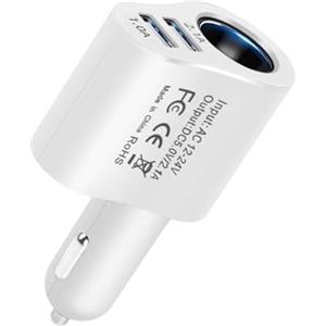 Generic Adattatore auto per presa di corrente, 12 V/24 V, adattatore splitter per auto, caricabatterie per presa di ricarica intelligente, caricabatterie USB da 80 W per auto, per camion, smartphone