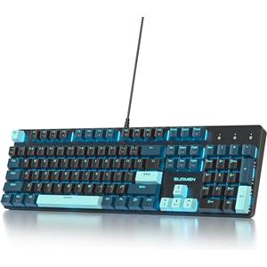 SOLIDEE tastiera gaming meccanica 100%,US Layout QWERTY,Tastiera da Gioco Cablata 104 Tasti Retroilluminata RGB con Tastierino Numerico,Tastiera Meccanica NKRO per laptop Windows(104 Monstor(B))