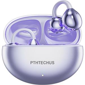 PTHTECHUS Cuffie Wireless, Sportivi Clip Aperta Cuffie Conduzione Ossea, Diaframmi 12mm ENC, Chiamate Cristalline, Auricolari Bluetooth 5.4 Compatibile iOS/Android, 30 ore di Riproduzione, Viola-b