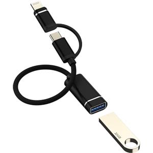 Kefiany Adattatore USB C Lightning a USB OTG 3.0(2en1) per iPhone 16 15 14 per iPad Connettore Tipo C USB-A MacBook Tastiera Mouse Fotocamera Digitale per Apple Dati Cavo Compatibile con Samsung Android