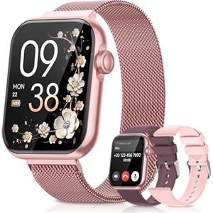AIMIUVEI Smartwatch Donna, Orologio Smartwatch con Chiamate e Whatsapp, 120+ Modalità Sportive, 24H Frequenza Cardiaca SpO2, Sonno Fisiologia Femminile IP68 Notifiche Calorie per Android iOS Rosa