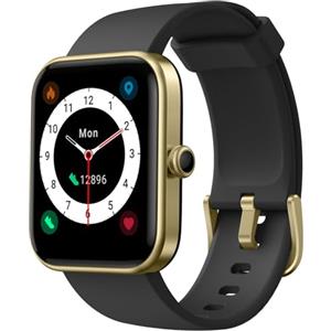 Vowtop Smartwatch per Uomo e Donna 1.69'' con Alexa, Monitoraggio Ossigeno, Frequenza Cardiaca, Sonno, Fitness, Notifiche. 14 Modalità Sportive.‎Compatibile con Android iOS,Nero e Dorato