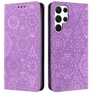 QIWEIQING Custodia per Samsung Galaxy S22 Ultra, Cover Samsung S22 Ultra, Flip Custodia Portafoglio Libro Pelle PU con Porta Carte e Funzione Supporto per Galaxy S22 Ultra. Viola XCF