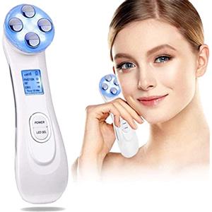 Moonssy Ultrasuoni Viso Antirughe,Ultrasuoni Terapia LED Radiofrequenza Viso e Corpo Massaggiatore Viso Antirughe, Anti-età per la Pelle Dell'acne per il Ringiovanimento Della Pelle Cura del Viso Quotidiana