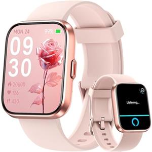 aeac Smartwatch Donna Orologio, 1,8" Smartwatch Chiamate Risposta Vivavoce, Alexa Integrato Cardiofrequenzimetro SpO2 Sonno, Contapassi Orologio Fitness Notifiche 110 Modalità Sport per Android/iOS Rosa