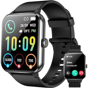 IOWODO Smartwatch Uomo Donna, 1.85" Orologio Intelligente Chiamate Bluetooth Fitness, 24H Cardiofrequenzimetro/SpO2/Sonno/Contapassi, IP68 Orologio Fitness Calcolatori per Android iOS