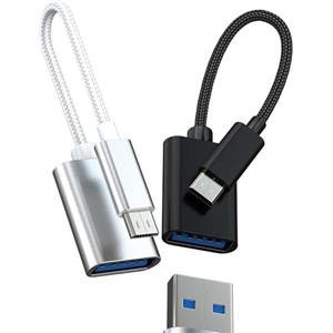 Kefiany Cavo OTG USB a Micro USB Femmina Adattatore USB 3.0 (Set di 2) Compatibile con Samsung per Tablet Compatibile con Samsung Dati Connettore Disco Esterno Adattatore