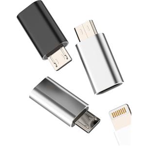 HOYULLI Adattatore Micro USB Maschio a Lightning Femmina (3 Pack) Connettore Spina Android per iPhone Cavo Ricarica Convertitore Compatibile con Samsung Galaxy S6 Edge+ S7 Active Note4 Note5 A7 Connettori