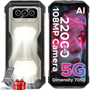 DOOGEE VMAX S Rugged Smartphone 5G, 24GB+256GB, Telefono Indistruttibile, 22000mAh Batteria 33W, 1200LM Luce Campeggio, 108MP Fotocamera, Dimensity 7050 Smartphone Rugged, 6.58" FHD+120Hz, OTG/NFC/GPS