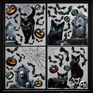 JOFONY 8 fogli adesivi per finestre di Halloween, riutilizzabili rimovibili, adesivi elettrostatici per decorazioni per feste