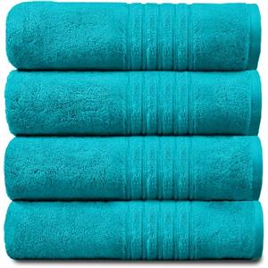 GC GAVENO CAVAILIA Set di 4 asciugamani per il bagno, lavabili e ad asciugatura rapida, asciugamani in 100% cotone egiziano, asciugamano da palestra, verde acqua