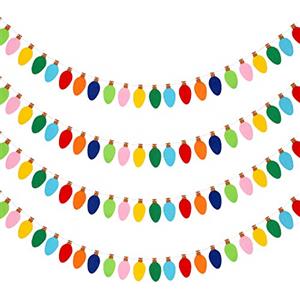 Boao 4 set di ghirlande natalizie in feltro di luci arcobaleno per decorazioni da parete per feste di Natale