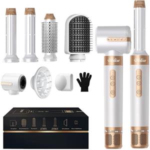 UKLISS Spazzola Asciugacapelli 7 in 1, Air Styler con 110000 giri/min Asciuga Capelli, Spazzola ad Aria Calda, Spazzola Volumizzante Asciugacapelli, Spazzola Asciugacapelli Lisciante, Spazzola Phon