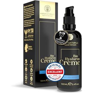Kapua Naturals Crema Viso Acido Ialuronico ad Alto Dosaggio 100ml + Olio di Argan + Aloe Vera + Olio di Cocco - Cosmetici Naturali ✓ Crema Viso Antirughe ✓ Crema Idratante Viso Pelle Mista Anti-Aging Giorno & Notte