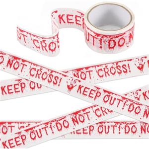 GUOYOU Decoration Terror 25M * 4,8 Cm Decorazione Nastro Avvertimento Spaventoso Horror Barrier Tape Sicurezza Isolamento Nastro,per Scale Giardino Porte Finestre Halloween