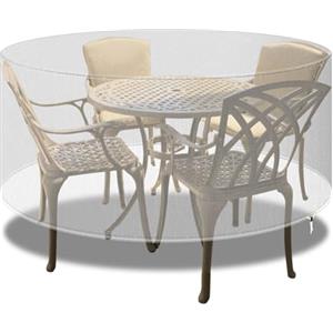 PATIO PLUS Coperture per mobili in rattan impermeabili Intorno al tavolo da terrazzo, coperture per mobili da giardino rotonde per tavolo e sedie da terrazzo, extra large 250 x 90 cm, trasparente
