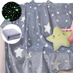 Darryy Coperta per Bambina Luminosa, 135 * 160cm Coperta in Pile per Bambini Unicorno Fluorescente, Coperta Unicorno che si Illuminano al Buio Letto Singolo, Vivace (135 * 160CM, Stelle)