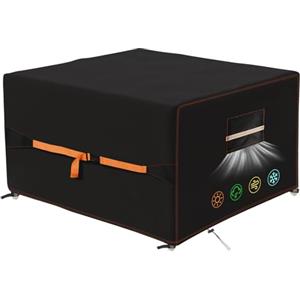 QLSXLB Copertura Tavolo Esterno Impermeabile, 420D Panno Oxford Copertura per Mobili da Giardino 150x150x75cm, Telo Copri Tavolo da Patio con Prese d'Aria Antivento, Anti-UV, Resistente Allo Strappo