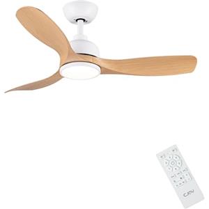 CJOY Ventilatore da Soffitto con Luce, 107cm Legno Ventilatore de Soffitto con Luce e Telecomando, Silenzioso, 6 Velocità, Reversibili DC, 3 CCT Dimmerabile, Timer, Funzione di Memoria, Modalità Sleep