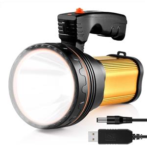 Utry Torcia LED Ricaricabile, 100000 Lumen Torcia LED Alta Potenza Super Luminoso 9000mAh LED Torch Light Impermeabile Torcia Elettrica Portatile Flashlight(Oro)