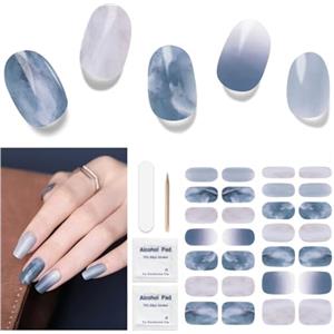 Ubaxquru Unghie Gel Adesive UV - 28 Pcs Smalto Adesivo per Unghie Adesivi Unghie Gel Nail Stickers Full Wraps Lampada LED Adesivi per Unghie in Gel per Donne Ragazze Curati Con Lima per Unghie e Stick