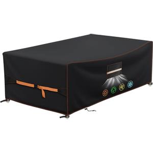 QLSXLB Copertura Tavolo Esterno Impermeabile, 420D Panno Oxford Copertura per Mobili da Giardino 200x160x70cm, Telo Copri Tavolo da Patio con Prese d'Aria Antivento, Anti-UV, Resistente Allo Strappo