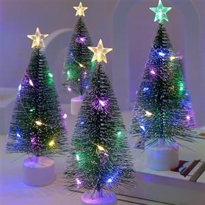 EKKONG Mini Albero Di Natale,Mini Albero di Natale Innevato Mini Albero Di Natale Da Tavolo Con Luce Led Alberi per Fai da Te Home Decor