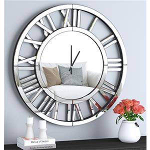 SHYFOY Orologio da Parete Moderno, Grande Orologio da Parete Rotondo a Specchio, Silenzioso Senza Tick Alimentato a Batteria, per Soggiorno Bar Cucina Ufficio - Misure: Ø 60 cm