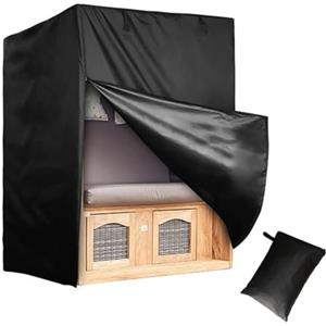 RATSTONE Copertura Per Poltrona Da Spiaggia,Copertura Per Sedia Da Giardino Impermeabile,135 * 105 * 175 Cm,420d,Protezione Dal Freddo Invernale e Dai Raggi Uv,Colore Nero,Con Sacca,Lunghezza 135 Cm