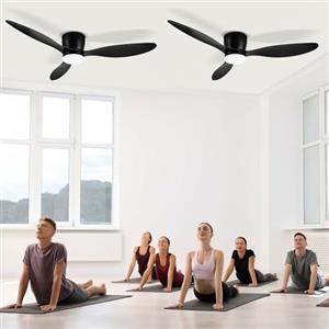 Jopassy 2x Ventilatore da Soffitto con Illuminazione LED, 132 cm, 3 Pale, Dimmabile, Silenzioso, 6 Velocità, Controllo Remoto e App, Funzione Inversa per Camera da Letto e Soggiorno, Nero