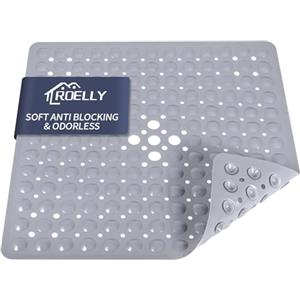 ROELLY Tappetino Doccia Antiscivolo, 53x53 cm,100% senza BPA,Tappeto Antiscivolo Doccia,Tappetino Antiscivolo per Tappeto Antiscivolo Vasca, Tappetino da Bagno Quadrato Lavabile in Lavatrice (Grigio)
