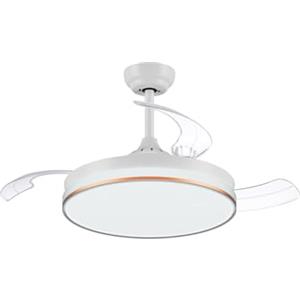 CJOY Ventilatore da Soffitto Retrattile, 107 cm Ventilatore da Soffitto con Luce, Ventilatore da Soffitto a Scomparsa, Ventilatore Silenzioso Bianco Invisibile DC Motor